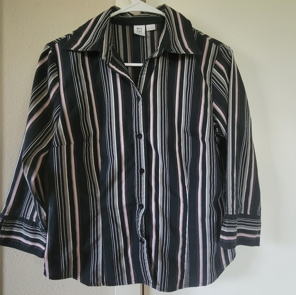 Apt. 9 Stretch Lavandar & Black Striped Button Down Shirt - Picture 5 of 13